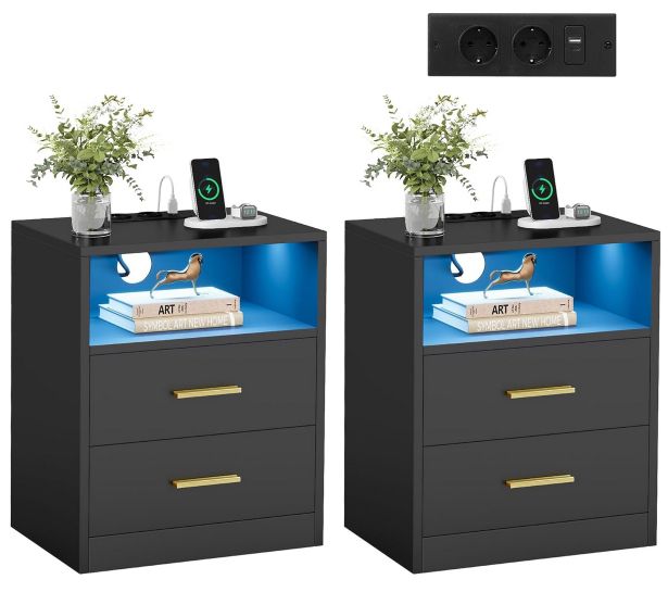 💤 2x VASAGLE Custos Nachttisch mit Ladestation & LED für 59,99€ (statt 72€)