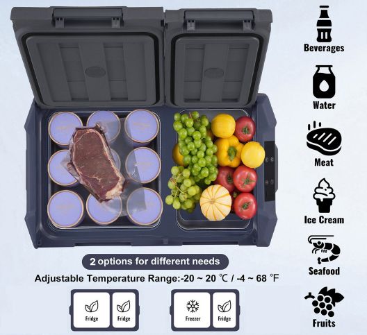 🧊 VEVOR 12V Kühlkompressorbox (32l) mit 2 Zonen bis  20°C & App für 132,65€ (statt 167€)