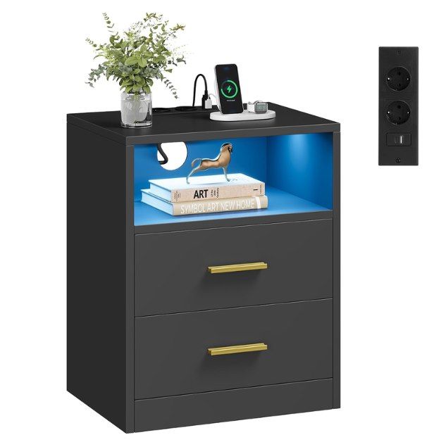 💤 VASAGLE Custos Nachttisch mit Ladestation & LED für 35,99€ (statt 46€)