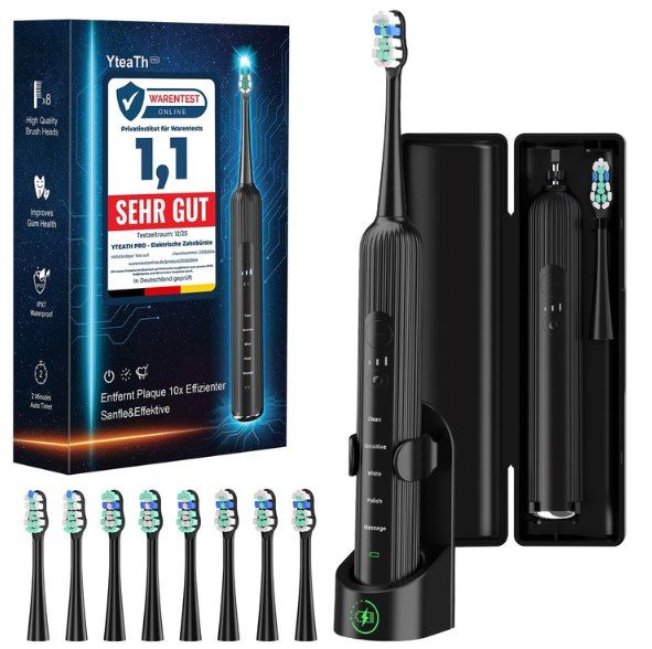 🪥 Yteath Pro elektrische Schallzahnbürste mit 5 Putzmodi für 12,99€ (statt 20€)
