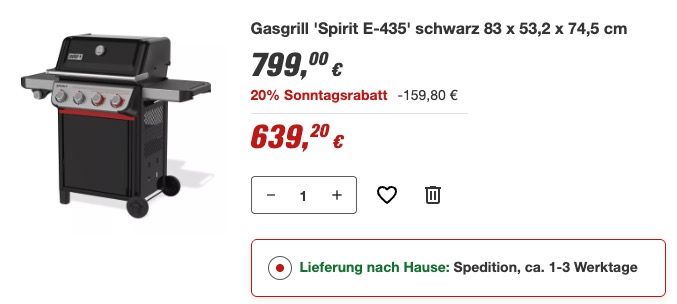 🏠Weber Spirit E-435 Gasgrill 🥩 in Schwarz ab 639,20€ (statt 709€) ➡️ 50€ Cashback möglich 🏠Weber Spirit E 435 Gasgrill 🥩 in Schwarz ab 639,20€ (statt 709€) ➡️ 50€ Cashback möglich