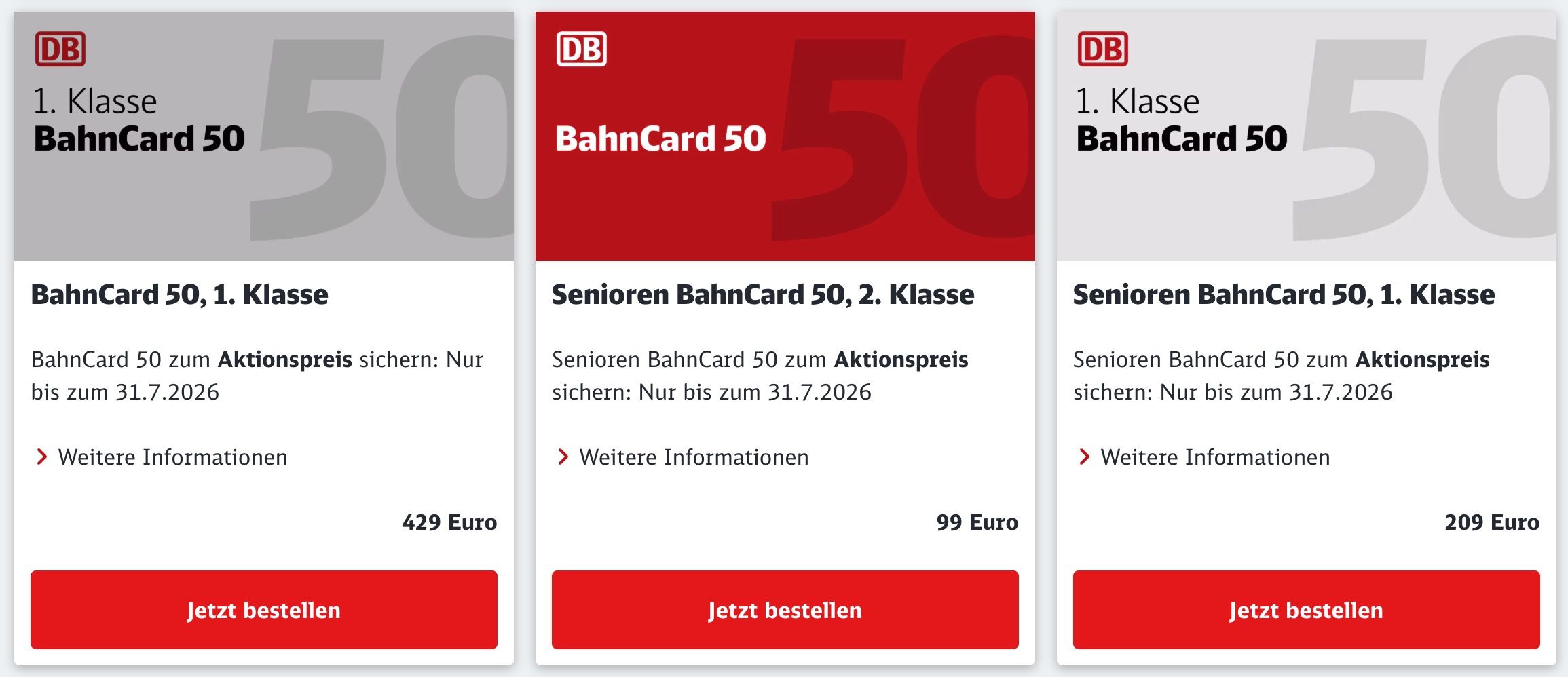 🚂💨 DB BahnCard 50 mit 1 Jahr Laufzeit mit 20% Rabatt ➡️ für 199€ (statt 244€) 🚂💨 DB BahnCard 50 mit 1 Jahr Laufzeit mit 20% Rabatt ➡️ für 199€ (statt 244€)