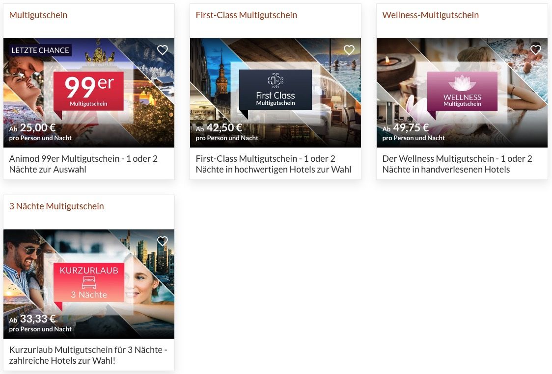 🧳 Animod Hotelgutscheine und Kurzreisen ➡️ ab 25€ pro Person und Nacht
