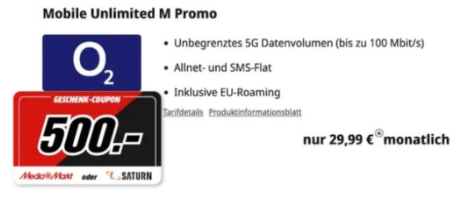 🔥 o2 Unlimited M mit Unlimited 5G/LTE für eff. 11€ mtl. dank 500€ Bonus 🤑 🔥 o2 Unlimited M mit Unlimited 5G/LTE für eff. 11€ mtl. dank 500€ Bonus 🤑