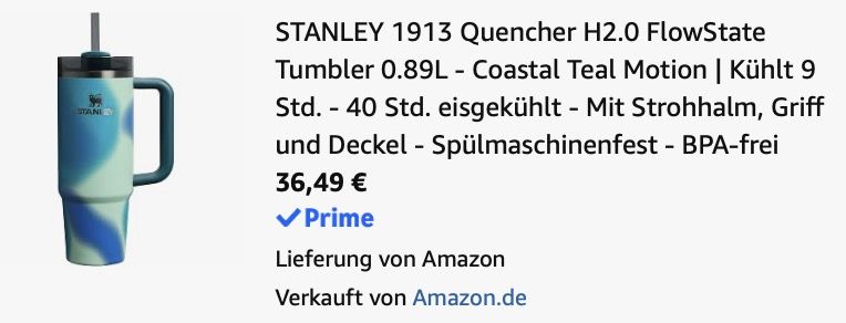 🥤 STANLEY 1913 Quencher H2.0 Flowstate Trinkflasche für 36,49€ (statt 45€)