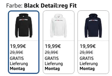 🤙 JACK & JONES Male Hoodie in Schwarz für 19,99€ (statt 23€)