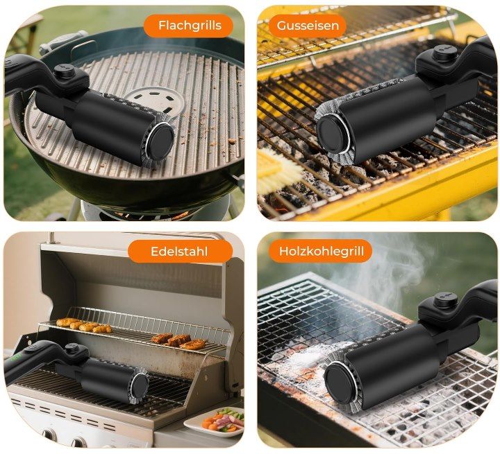 🥩 YKYI elektr. Grillbürste mit 180° Winkel und 2 Aufsätze für 19,99€ (statt 40€)