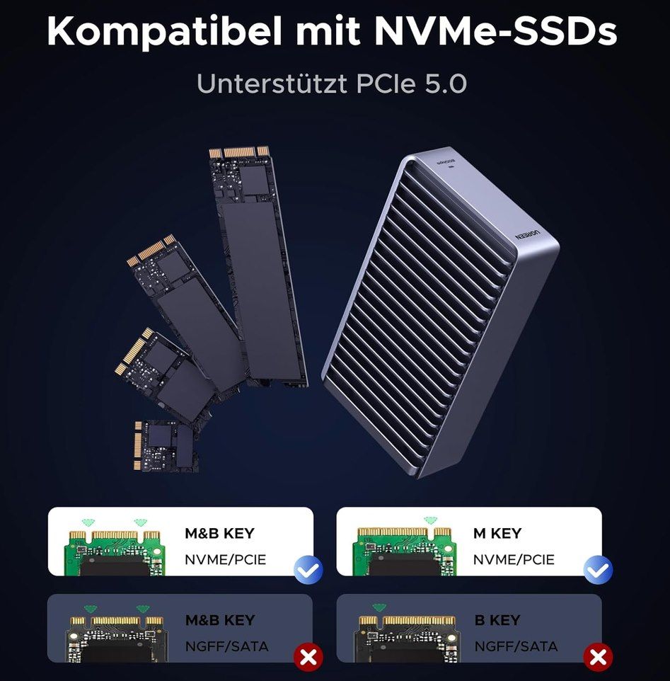 💾 UGREEN 80Gbps USB4 / Thunderbolt 5 NVMe M.2 Gehäuse für 169,98€ (statt 180€) 💾 UGREEN 80Gbps USB4 / Thunderbolt 5 NVMe M.2 Gehäuse für 169,98€ (statt 180€)
