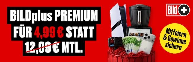 ➡️🔥 BILDplus Premium für 4,99€ mtl. (statt 12,99€) oder 1 Jahr BILDplus für 19,99€ (statt 80€) ➡️🔥 BILDplus Premium für 4,99€ mtl. (statt 12,99€) oder 1 Jahr BILDplus für 19,99€ (statt 80€)
