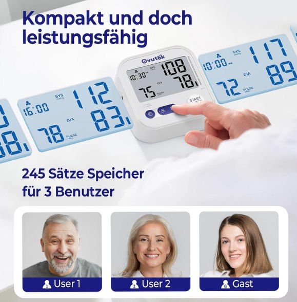 🩸 Ovutek Blutdruckmessgerät für bis zu 3 Benutzer & 245 Daten für 14,99€ (statt 20€) 🩸 Ovutek Blutdruckmessgerät für bis zu 3 Benutzer & 245 Daten für 14,99€ (statt 20€)