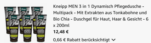 🚿 6x Kneipp Men 3 in 1 Pflegedusche Dynamisch ab 12,48€ (statt 18€) 🚿 6x Kneipp Men 3 in 1 Pflegedusche Dynamisch ab 12,48€ (statt 18€)