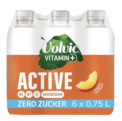 🤔 Fehler? 🥤 6x Volvic Vitamin+ Active Pfirsich (ohne Zucker), 0,75 L für 3,94€ (statt 11€)