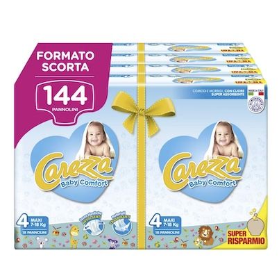 👶 144er Pack Carezza Baby Comfort Maxi Windeln Größe 4 (7-18 kg) für 28,97€ (statt 46€)