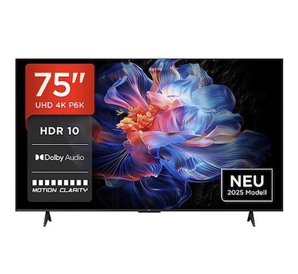 🤯 Wahnsinns-Preis 📺 TCL 75P6K – 75 Zoll UHD Fernseher ab 551,65€ (statt 829€)