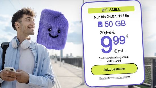 📶 bigSIM 1&1 Allnet-Flat mit 35GB 5G für 7,99€ mtl. oder 50GB für 9,99€ mtl. 📶 bigSIM 1&1 Allnet Flat mit 35GB 5G für 7,99€ mtl. oder 50GB für 9,99€ mtl.