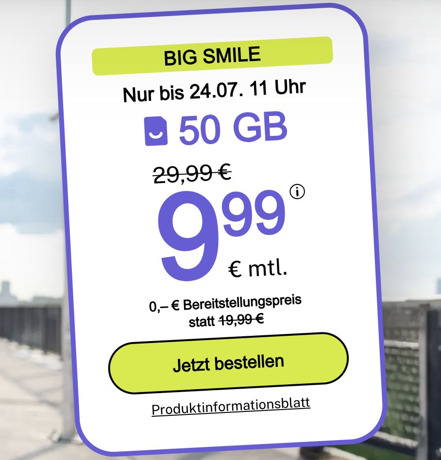 📶 bigSIM 1&1 Allnet-Flat mit 35GB 5G für 7,99€ mtl. oder 50GB für 9,99€ mtl.