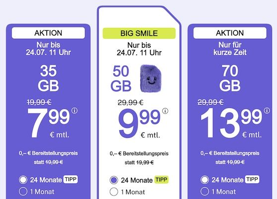 📶 bigSIM 1&1 Allnet-Flat mit 35GB 5G für 7,99€ mtl. oder 50GB für 9,99€ mtl. 📶 bigSIM 1&1 Allnet Flat mit 35GB 5G für 7,99€ mtl. oder 50GB für 9,99€ mtl.
