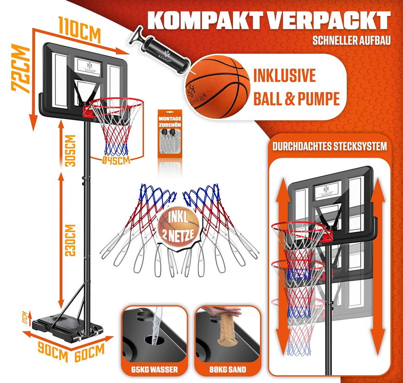 🏀⛹️‍♂️ KESSER mobiles Basketballkorb Set 230-305cm & Zubehör für 99,80€ (statt 135€) 🏀⛹️‍♂️ KESSER mobiles Basketballkorb Set 230 305cm & Zubehör für 99,80€ (statt 135€)