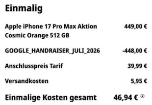 🔥 Gutscheinfehler: z.B. 🍏 Apple iPhone 17 Pro Max nur 1€ + Telekom 50GB für 59,95€ mtl. + 130€ Bonus 🔥 Gutscheinfehler: z.B. 🍏 Apple iPhone 17 Pro Max nur 1€ + Telekom 50GB für 59,95€ mtl. + 130€ Bonus