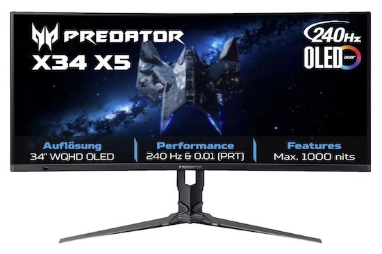 🔥 Mega-Kurs 🖥️ Acer Predator X34 X5 - 34 Zoll QHD OLED Monitor für 329€ (statt 550€) 🔥 Mega Kurs 🖥️ Acer Predator X34 X5 34 Zoll QHD OLED Monitor für 329€ (statt 550€)