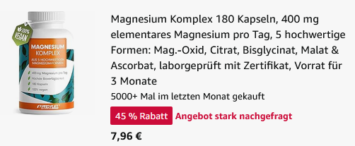 💪🏻 180er Pack Pro Fuel Magnesium Komplex Kapseln ab 7,96€ (statt 14€) 💪🏻 180er Pack Pro Fuel Magnesium Komplex Kapseln ab 7,96€ (statt 14€)