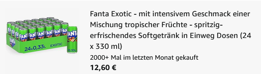 🥤 24x Fanta Exotic je 330ml Dose ab 12,60€ (statt 21€) - 0,50€ pro Dose! 🥤 24x Fanta Exotic je 330ml Dose ab 12,60€ (statt 21€) 0,50€ pro Dose!