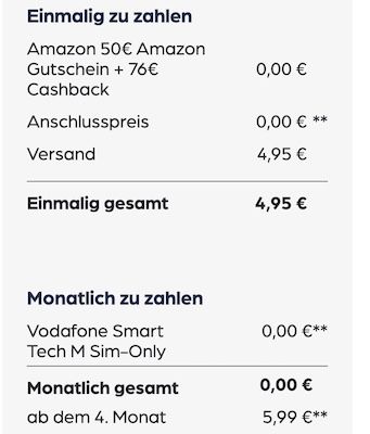 🤔 Für die Kids? 📱 Vodafone Tarif mit 500 Min + 3GB LTE für eff. 5,24€ mtl. + 126€ Bonus