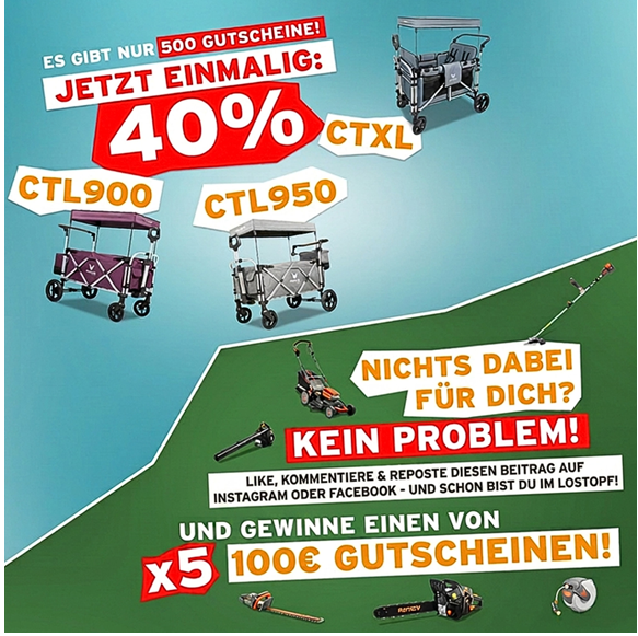 🚜 40% Rabatt auf ausgewählte Fuxtec Bollerwagen – z.B. Luxus Bollerwagen für 257,30€ ⚡ (statt 434€)