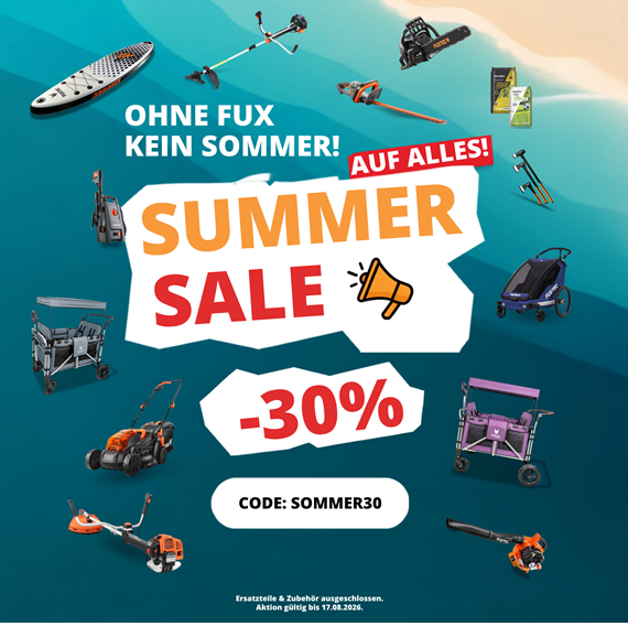 👩‍🌾 Fuxtec Summer Sale: 30% Rabatt auf ALLES – z.B. FX-CT700 Bollerwagen für 145,20€ (statt 214€)