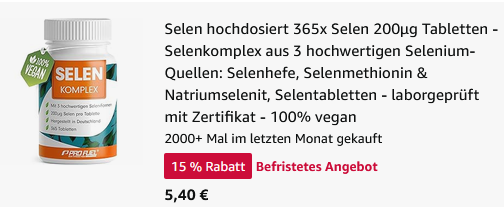 💊 365er Pack ProFuel Selen 200µg Tabletten hochdosiert ab 5,40€ (statt 11€)