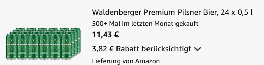 🍻 Waldenberger Premium Pilsner Bier 24 x 0,5L ab 11,43€ (statt 16€) - nur 0,50€/Dose 🍻 Waldenberger Premium Pilsner Bier 24 x 0,5L ab 11,43€ (statt 16€) nur 0,50€/Dose