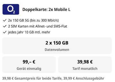 đ Apple iPhone 17 fĂŒr 99⏠+ 2x o2 Allnet-Flat mit je 150GB fĂŒr zusammen 39,98⏠mtl. đ Apple iPhone 17 fĂŒr 99⏠+ 2x o2 Allnet Flat mit je 150GB fĂŒr zusammen 39,98⏠mtl.