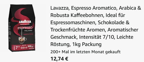 ☕ 1kg Lavazza Espresso Italiano Aromatico Kaffeebohnen ab 12,74€ (statt 17€) ☕ 1kg Lavazza Espresso Italiano Aromatico Kaffeebohnen ab 12,74€ (statt 17€)