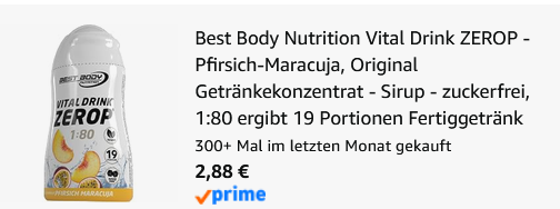 🍑 Best Body Nutrition Vital Drink ZEROP Pfirsich-Maracuja, 45ml für 2,88€ (statt 4€) 🍑 Best Body Nutrition Vital Drink ZEROP Pfirsich Maracuja, 45ml für 2,88€ (statt 4€)