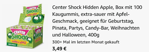 đ 100er Pack Center Shock Hidden Apple fĂŒr 3,49⏠(statt 12âŹ) đ 100er Pack Center Shock Hidden Apple fĂŒr 3,49⏠(statt 12âŹ)