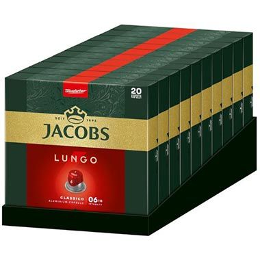 ☕ 10 x 20er Pack Jacobs Kaffeekapseln Lungo Classico ab 43,19€ (statt 55€)