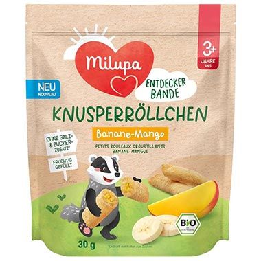🍌 5er Pack Milupa Entdeckerbande Knusperröllchen Banane-Mango ab 4,66€ (statt 9€)