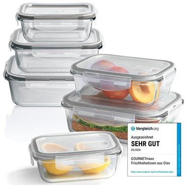 🍱 6er Set GOURMETmaxx Glas-Frischhaltedosen für 22,80€ (statt 40€)