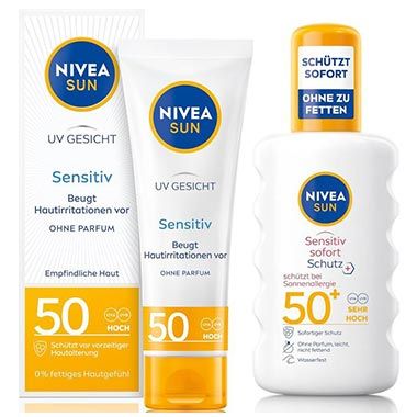 🌞 Nivea Sun Sensitiv Set mit Creme & Spray, LSF 50 ab 12,99€ (statt 25€)