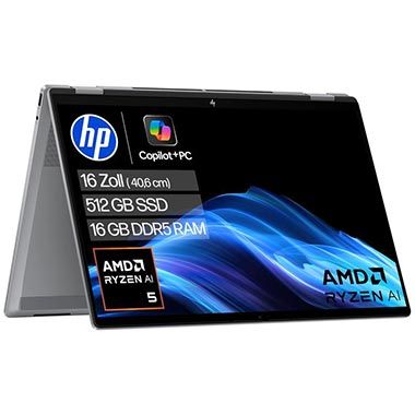💻 HP OmniBook X Flip 2in1 AI Laptop mit AMD Ryzen AI 5 340 (6C) für 659€ (statt 829€)