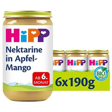 😋 6er Pack HiPP Bio Nektarine in Apfel-Mango Babygläschen ab 5,96€ (statt 9€)