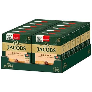 ☕ 12 x 20er Pack Jacobs Café Crema löslicher Bohnenkaffee ab 27,54€ (statt 36€)