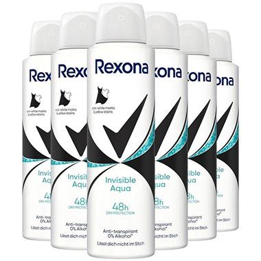 🥵 6x Rexona Women Invisible Aqua Deospray, 150ml ab 11,69€ (statt 20€)