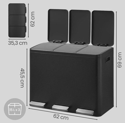 🗑️ SONGMICS 3x 15L Abfalleimer aus Edelstahl für 51,99€ (statt 75€) 🗑️ SONGMICS 3x 15L Abfalleimer aus Edelstahl für 51,99€ (statt 75€)