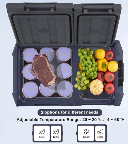 🧊 VEVOR 12V Kühlkompressorbox (39l) mit 2 Zonen bis  20°C & App für 147,64€ (statt 191€)