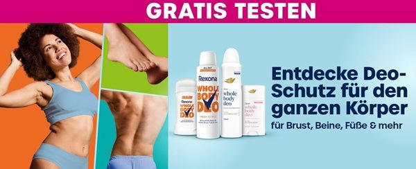🚶Rossmann: Dove oder Rexona Whole Body Deo gratis ausprobieren   ab 27.07.