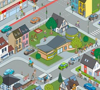 🛣️DVR: Wimmelbild Kind und Verkehr gratis bestellen