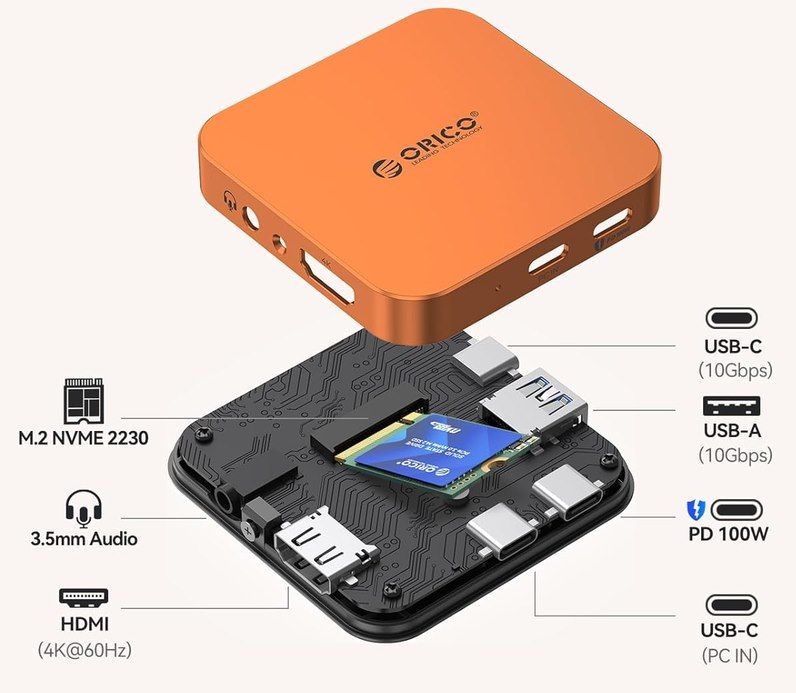 💾 ORICO Magnetischer USB C Docking Station M.2 NVMe SSD Gehäuse für 23€ (statt 33€)