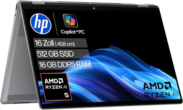 💻 HP OmniBook X Flip 2in1 AI Laptop mit AMD Ryzen AI 5 340 (6C) für 659€ (statt 829€)