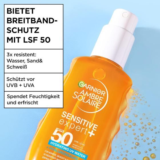 ☀️ Garnier Ambre Solaire Sensitive Expert + Hydrating UV Water, LSF 50 ab 9,36€ (statt 13€) ☀️ Garnier Ambre Solaire Sensitive Expert + Hydrating UV Water, LSF 50 ab 9,36€ (statt 13€)